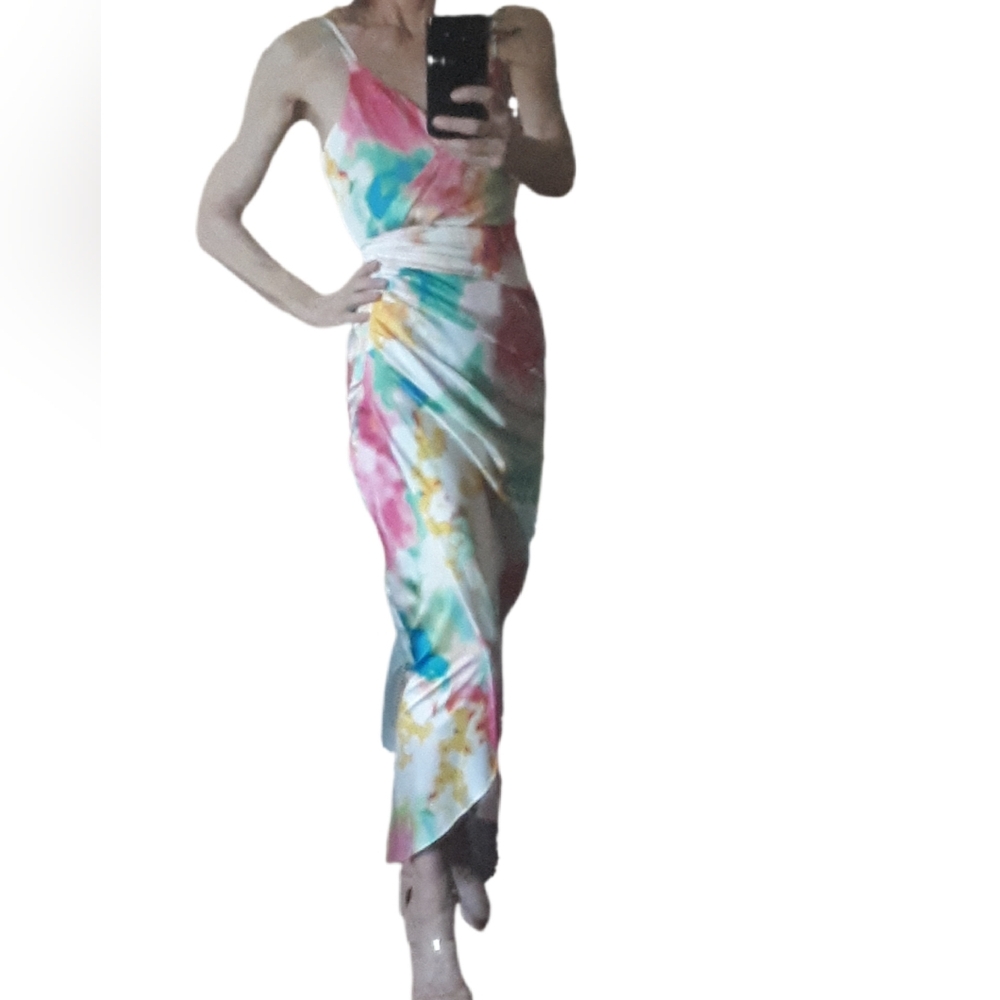 Zara One Shoulder Multicolor Dress - Picture 2 of 9